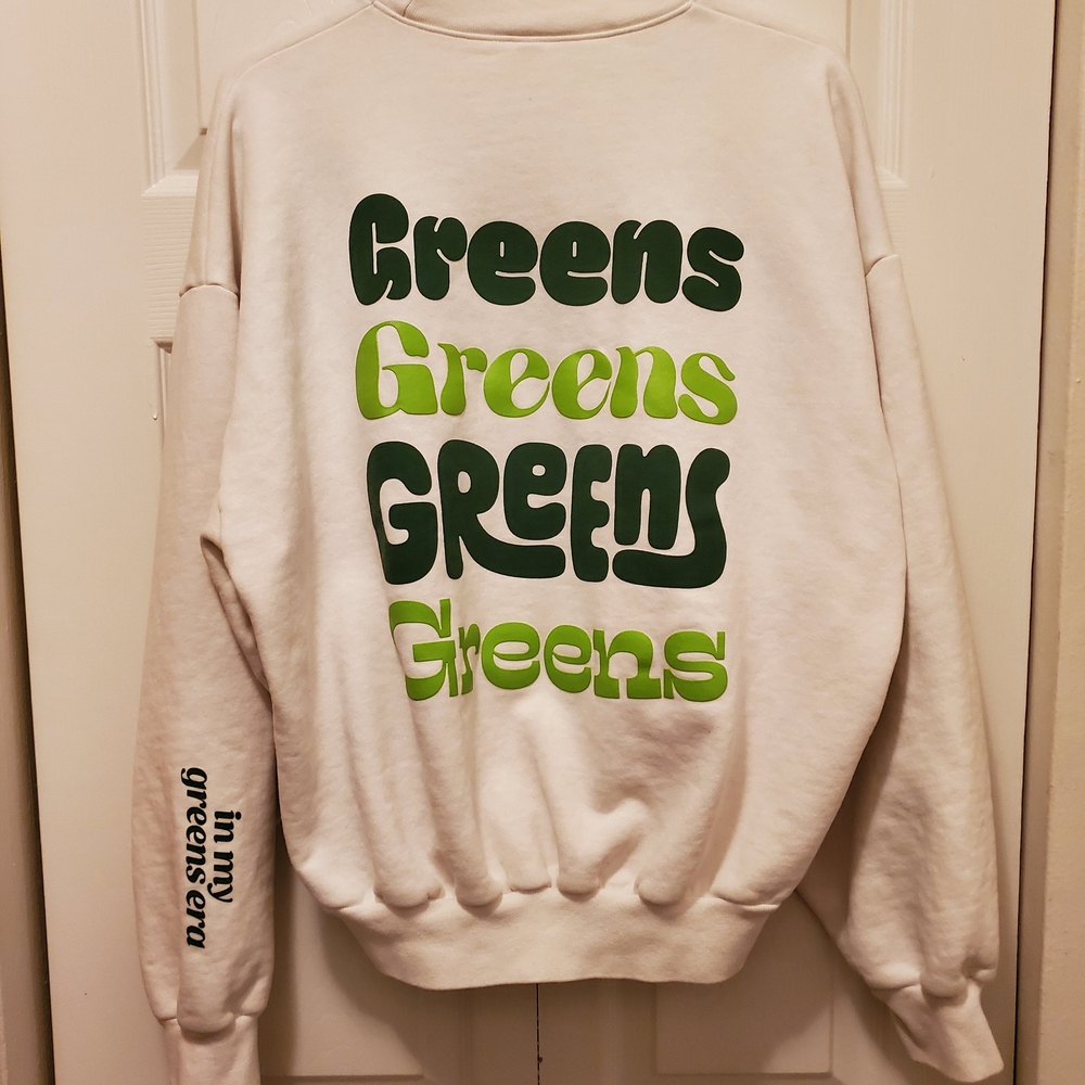 Bloom Cream Sweater with Green Text